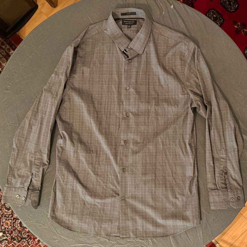 Banana Republic Men's Gray Checkered Shirt